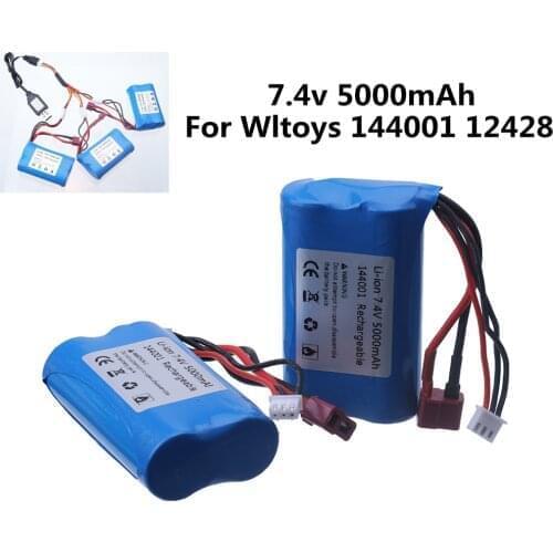 2S 7.4V Battery For wltoys 144001 12428 RC car spare parts 7.4v 5000mah li-ion battery High capacity upgrade battery
