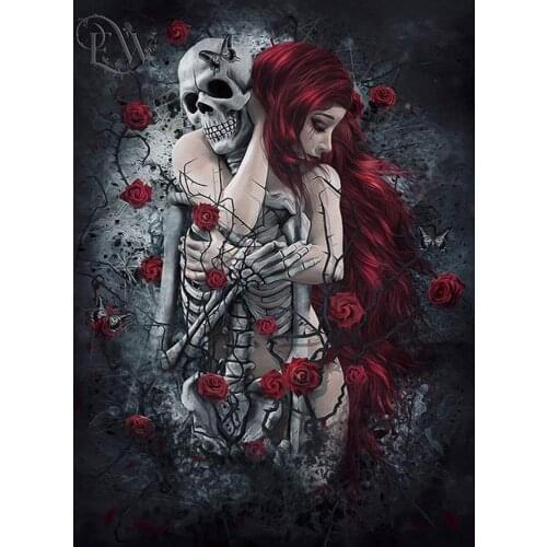 DIY Full Diamond Painting Embroidery Skull Rose Naked Woman Home Decoration New Gothic Diamond Embroidery Horror Halloween Gift