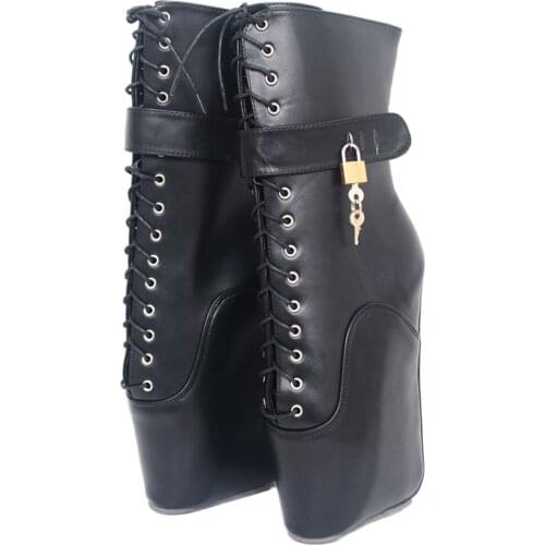 7" Super High Wedge Ballet Heel Boots Lockable Straps Sexy Fetish ANKLE Boots Size 36-46