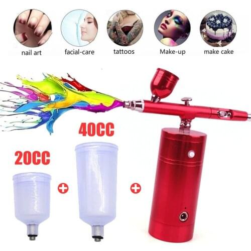 Wireless Airbrush Kit For Nail Art Face Paint Cake Coloring Spray Pen Gun With Rechargeable Airbrush Compressor Ink Cup