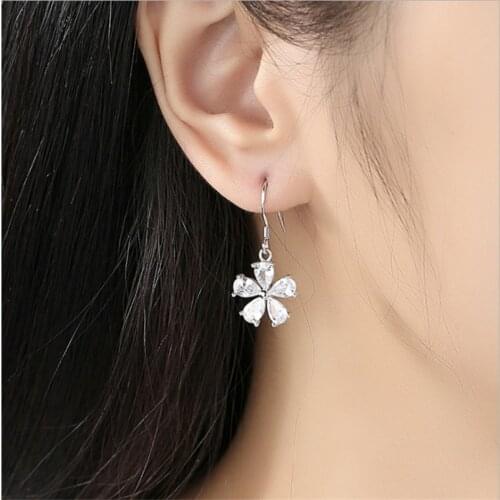 Blaike Charm Zircon Flower Dangle Earrings For Women Wedding Party Drop Earrings Fine Jewelry Gifts Free Shipping