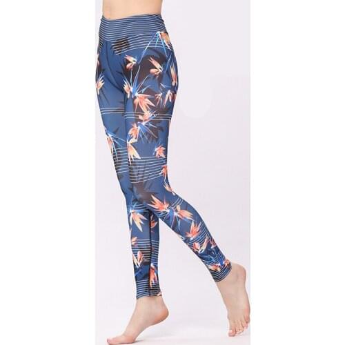 Custom Print Yoga Pants Leaf Pattern Gym Sublimated Leggings Sport Women Fitness Tights Breathable Jogging pant