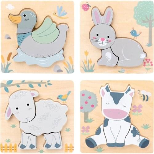 Wooden Puzzle Childrens Cartoon Puzzle 1 2 3 Years Old Educational Toy Gift