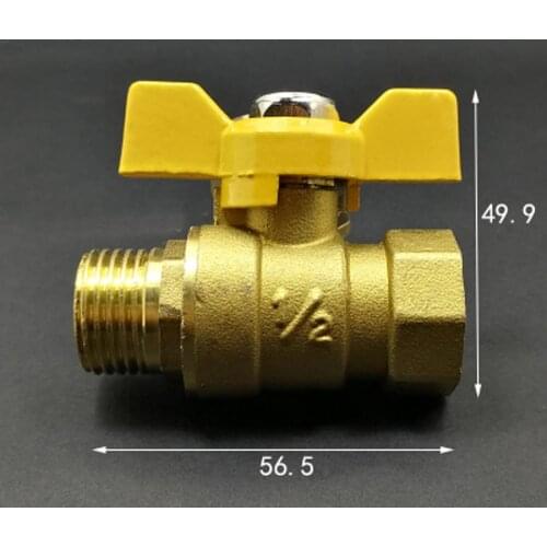 DN15 1/2" BSP Female to Male Brass Ball Valve Air Fuel Gas With Yellow Butterfly Handle