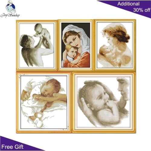 Joy Sunday Love Home Decor R361 R375(1) R375(2) R525 R691 Care Paternal Love Oil Painting Mum and Son Mothers Love Cross Stitch