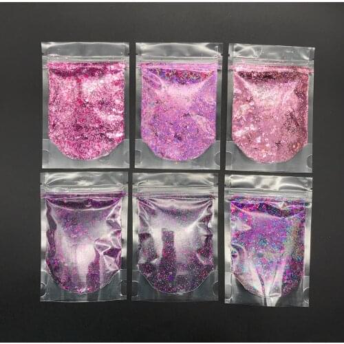Purple Nail Glitter Powder Squins Colorful Nail Art Pigment Dust Powder Mixed Size Shape Different Shining Nail Art Decoration