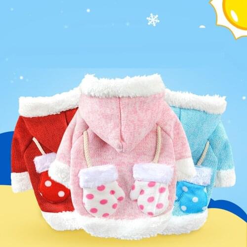 Fleece Dog Christmas Clothing Cute Puppy Dogs Clothes Winter Warm Pet Jacket Coat Hoodies for Small Medium Dogs Yorkshire Outfit