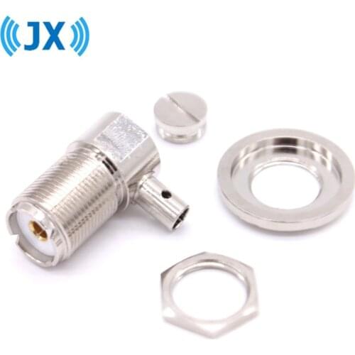 JX UHF SO239 female crimp RF Coxial connector SO239 UHF female right angle Crimp for RG58 RG142 LMR195 coaxial cable fast ship