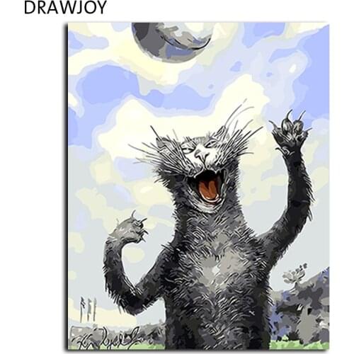 Lovely Cat Frameless Pictures Painting By Numbers DIY Digital Oil Painting On Canvas Home Decoration Wall Art GX8769 40*50cm