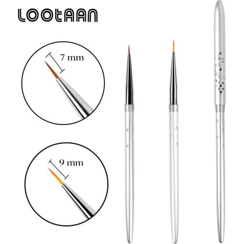 Lootaan 1 Pc Nail Art Painting Drawing Liner Line Brush 7mm/9mm Manicure Art Nail Painting Pen Tool Nail Art Strip Brushes Tool