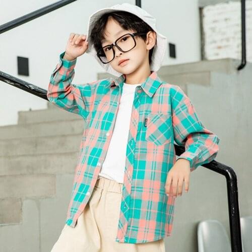 DIIMUU Fashion Baby Girl Boy Plaid Shirt Jacket Cotton Blend 4-13T Children Boys Shirt Spring Fall Baby Casual Tops Coat Clothes