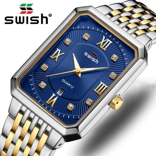 Stainless Steel Relogio Masculino Fashion Rectangle Quartz Watches Men Top Brand Luxury Waterproof Mens Business Wristwatches