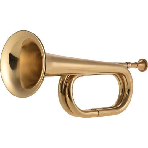 Muslady B Flat Bugle Call Trumpet Brass Cavalry Horn with Mouthpiece for School Band Cavalry Military Orchestra