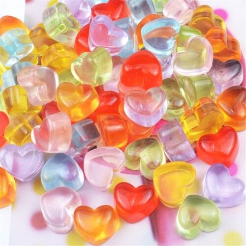 20pcs/pack Heart Beads Soft Candy Cream mobile phone case accessories diy accessories simulation love candy crystal mud slime