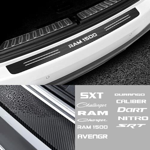 Car Tail Trunk Carbon Fiber Decoration Bumper Protection Stickers For Dodge Ram 1500 2500 3500 SXT Avenger Durango Caliber Dart