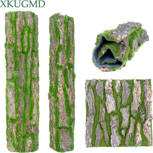 Real Dried Pine Tree Bark with Artificial Moss for Indoor Water Pipe Pillar Cover Wrap Fake Plant Vine Flowers DIY Decoration
