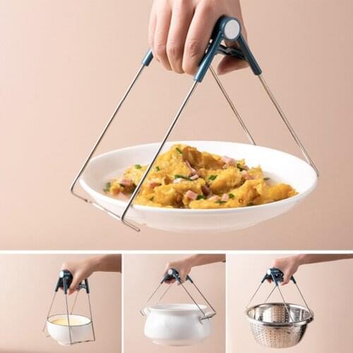 Stainless Steel Hot Bowl Holder Foldable Heat Insulation Clamp Pot Pan Gripper Anti-scalding Clip Non-slip Kitchen Tool