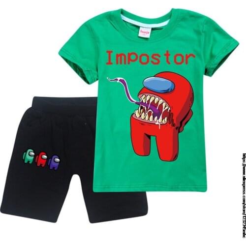 Summer New Baby Boy Clothes Sets Kid Cartoon Among Us Children Girl Short Sleeve Top Among Us T Shirts+Shorts 2PCS Suits 2021