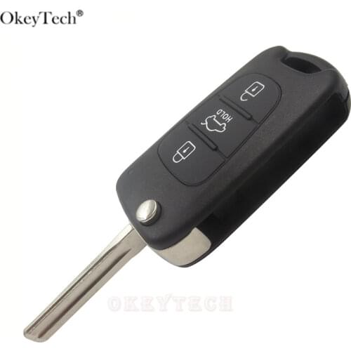 OkeyTech For KIA For Hyundai 3 Buttons Flip Folding Remote Car Key Shell Cover Case With Hold Button FOB