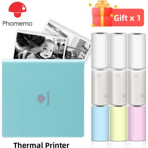 Phomemo Thermal Printer Photos Maker M02 with Colorful Rolling Paper Text Barcode Sticker Maker Phone App Labeler Print Machine