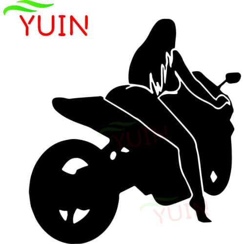 Sexy Motorcycle Girl Car Cover Scratch Sticker Classic Car Window PVC Waterproof Sunscreen Decal Black/White/Red/Laser/Silver