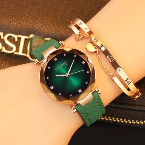 POPLOV Ladies Watch With Leather Strap