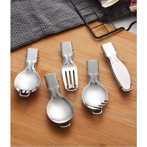Portable folding spoon fast food salad knife fork spoon folding spoon outdoor travel camping folding stainless steel tableware