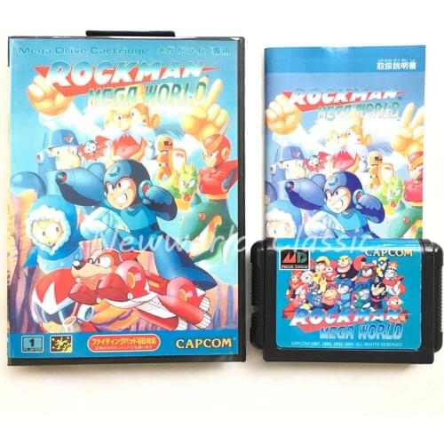 RockMan Mega World Japan Cover US/JAP Shell for 16 bit With Boxed and Manual For Mega Drive Genesis MD Game Card