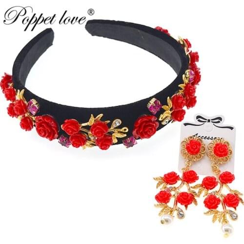 Luxurious Red Baroque Crown Set, Wedding Tiaras and Crowns, Semi-circle tiaras, Royal tiara, headband, wedding hair accessories