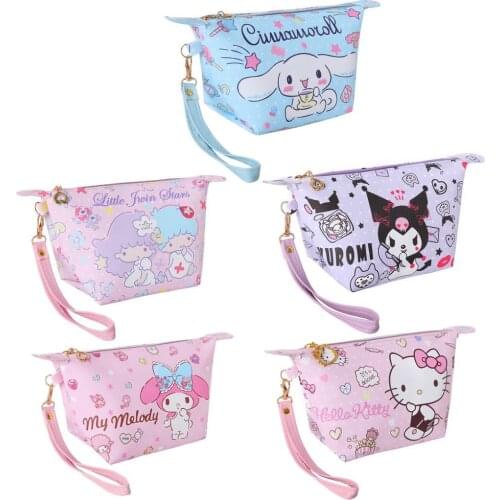 Sanrio Hello Kitty Clutch Pu Zipper Melody boy Cosmetic Bag girl Storage Bag card holder kid Key Coin Purse Storage Bag