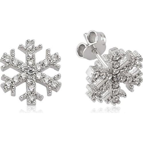 Silverlina Silver Snowflake-Studded Earrings