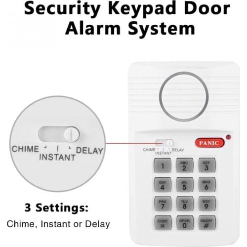 Security Keypad Door Window Alarm System 3 Settings with Panic Button for Home Office ABS