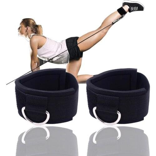 Fitness Ankle Straps for Cable Machines D-Ring Adjustable Length Thick Padded Cuffs Gym Home Leg Strength Workout Equipment