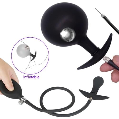 Go Out Inflated Huge Anal Plug Separate Pump Built-In Rolling Steel Ball Expandable Big Buttplug Anus Dilator Anal Dildo Sex Toy
