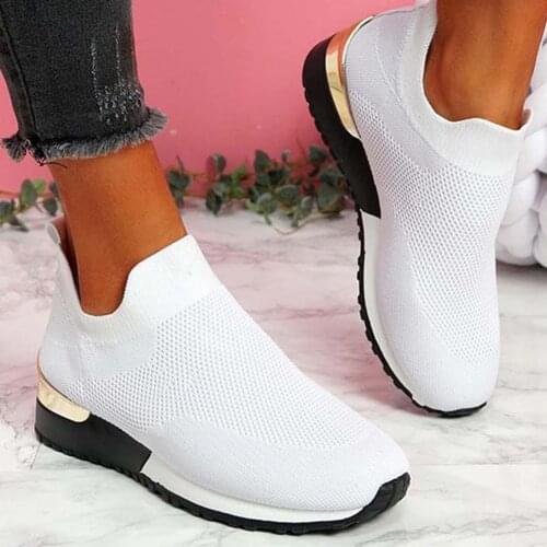 Womens Walking Shoes Sock Sneakers Mesh Anti-Slip Girls Shoes Casual Fashion Breathable Walking Mesh Flat Shoes