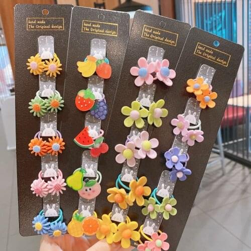 10Pcs/set Cute Flower Baby Elastic Hair Bands Hair Accessories for Baby Girls Lovely Princess Headwear Children Hair Ropes