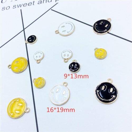 10pcs/Lot Fashion Metal Enamel Smiley Diy Jewelry Charms Pendant Earring Necklace Bracelet Charms For Jewelry Making Accessories