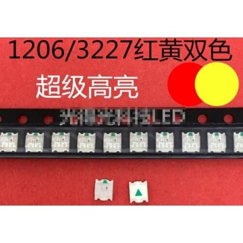 100pcs bicolor smd 1206 3227 led diode red@yellow color