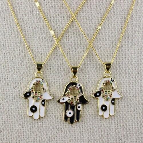 18inch 10pcs/lot New design cz/enamel necklace,palm shape cubic zircon component,popular plated chain necklace wholesale