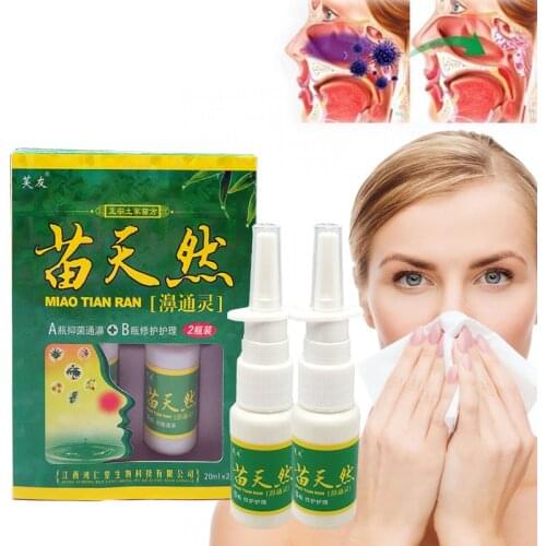 2pcs/box Nasal Herb Spray Chronic Allergic Rhinitis Sinusitis Treatment Nose Congestion Relief Traditional Medical Nose care