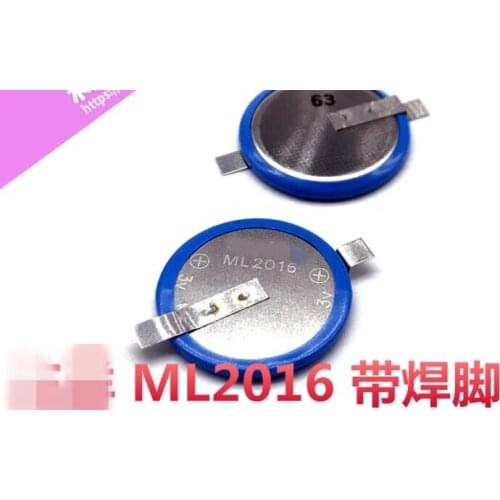 2pcs/lot Brand New ML2016 ML 2016 3V 25mAh with welding Feet Rechargeable lithium battery Battery For Mobile PHS PDA Watch