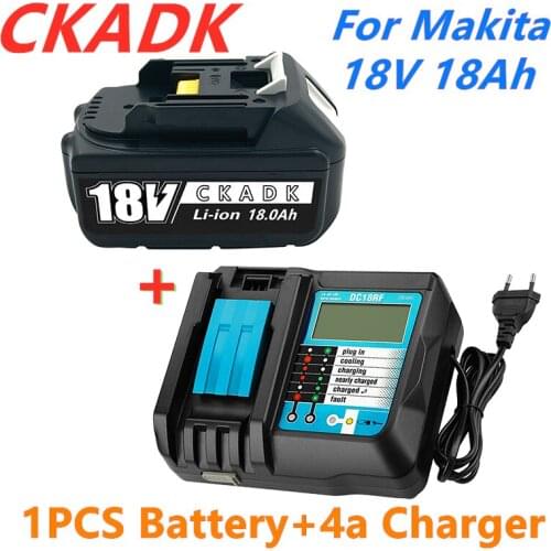 2021New BL1860 Rechargeable Battery 18V 18000mAh Lithium ion for Makita 18v Battery BL1840 BL1850 BL1830 BL1860B LXT 400+charger
