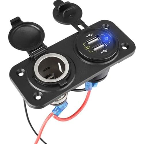 Auto Power Adapter Cigarette Lighter 12-24V Dual USB QC3.0 Phone Charging Socket Chargers for Yacht RV Car