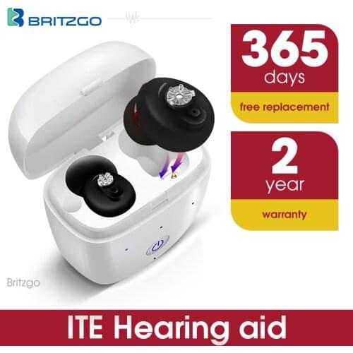 Britzgo Digital Hearing Aid, Mini Wireless Stealth Portable Rechargeable Sound Amplifier Hearing Amplifier BHA-611 2pcs