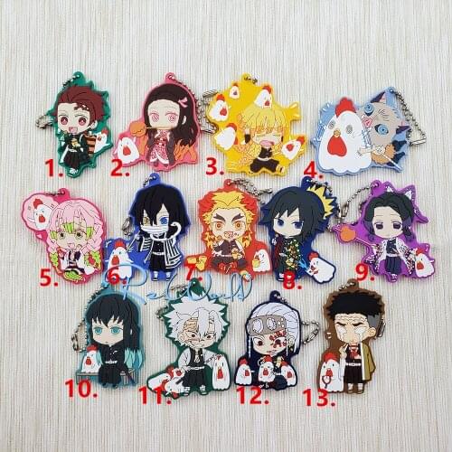 Demon Slayer: Kimetsu no Yaiba original Japanese anime figure rubber Silicone mobile phone charms key chain strap keyring