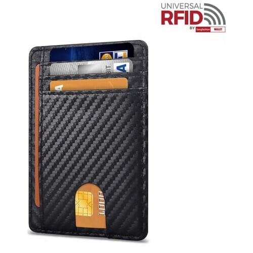RFID Genuine Leather Easy Push Business Card Holder Mens Safiano Black Wide Plus Size id card Wallet Clear Window Case
