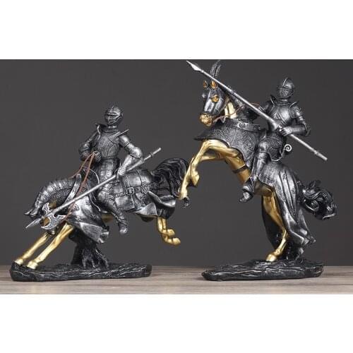 European Retro Roman Armor Knight Warrior Statue Ornaments Creative Study Living Room Office Decoration Crafts Christmas Gifts
