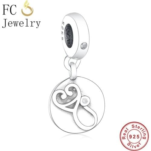 FC Jewelry Fit Original Brand Charm Bracelet 925 Silver Nurse Doctor Stethoscope Beads Pendant Making Handmade Berloque