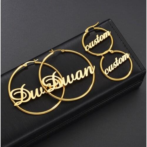 Hot Sale Custom Hoop Earrings Personalized Letters Numbers Cricle Earrings for Women Girls Birthday Trendy Jewelry Gifts