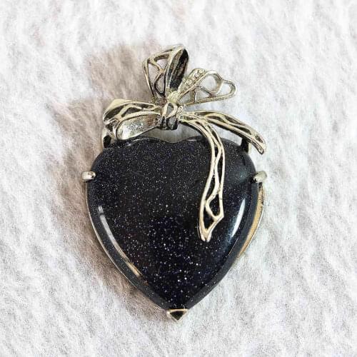 HOT blue sand stone 31x47mm fine carving heart pendant diy jewelry 3pcs B830